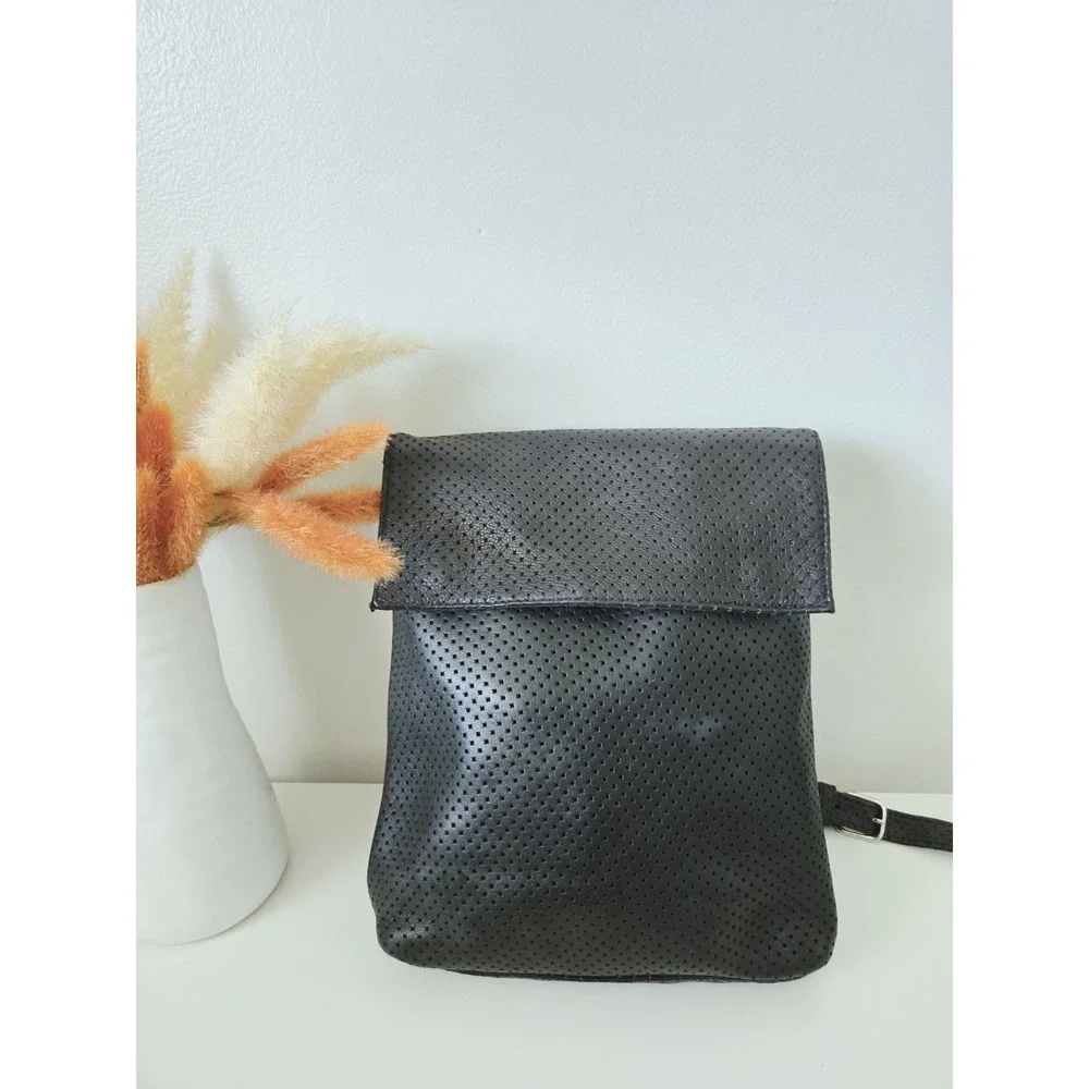 Boho Chic POSSE NEW YORK Black Perforated Backpack Hobo‎ Bag